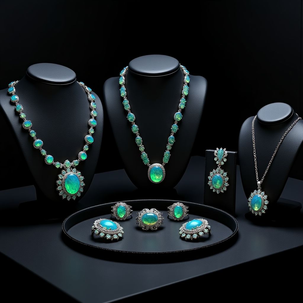 The Aurora Collection featuring rare black opals