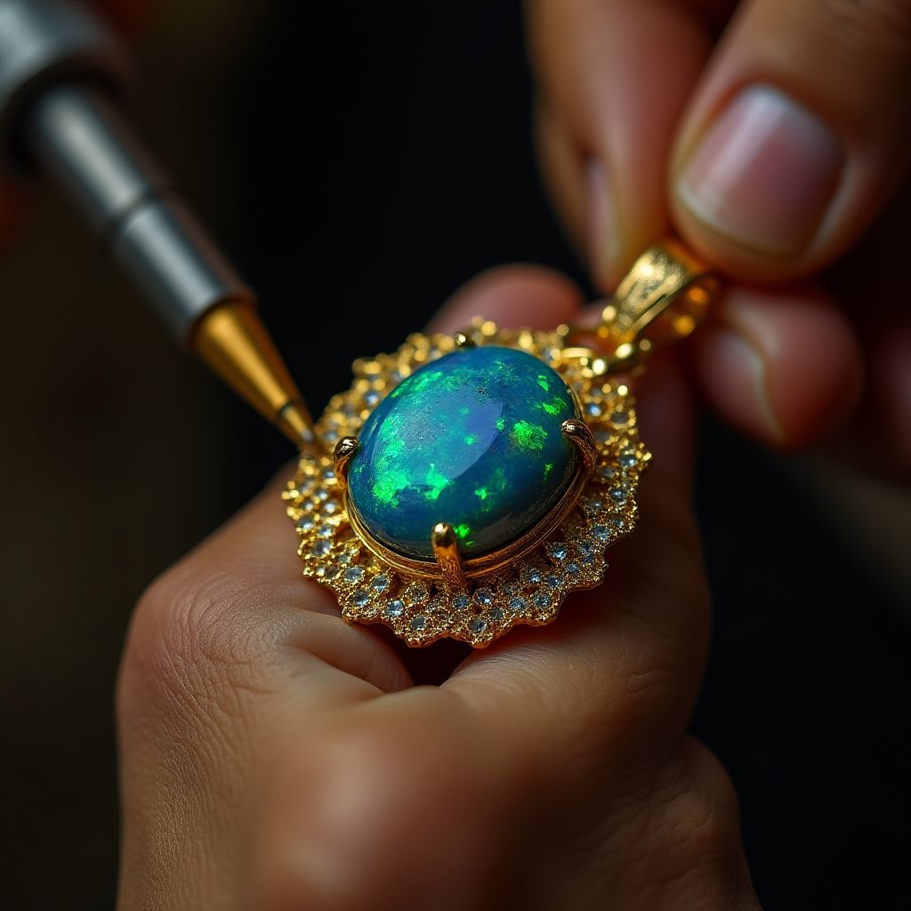 Artisan creating custom opal jewelry